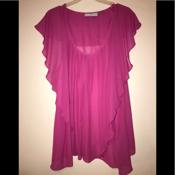 Avenue Tops - Positively pink plus size perfection top in 30 /32